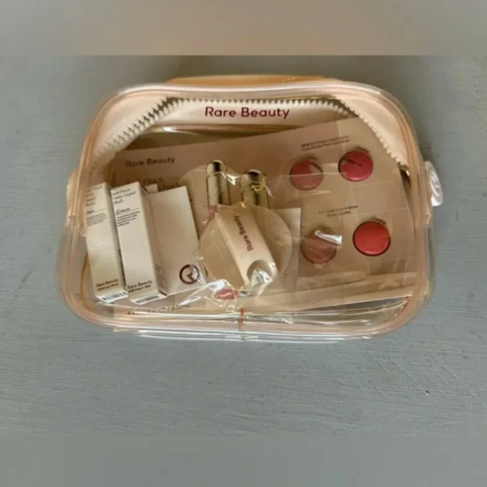 NEW RARE Beauty by Selena Gomez Clear Makeup Bag and Mini Deluxe Samples